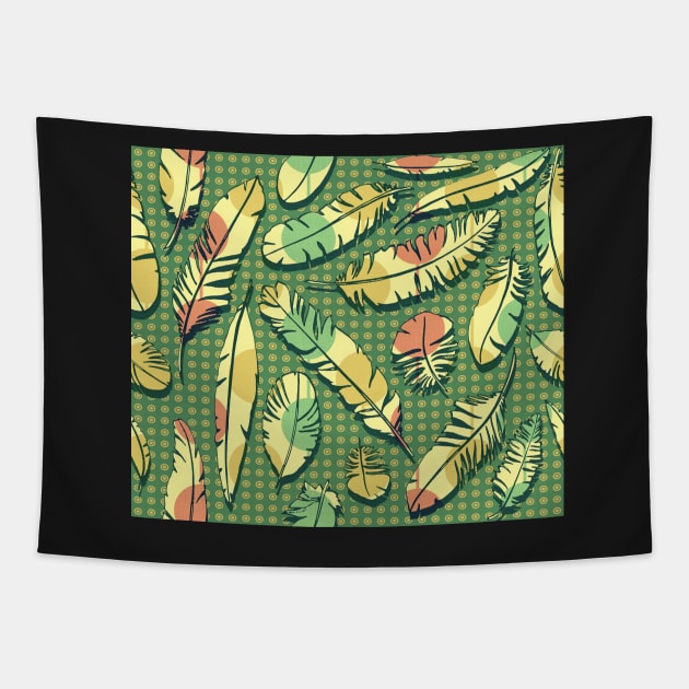 Vintage Feathers (green) Tapestry by BessoChicca