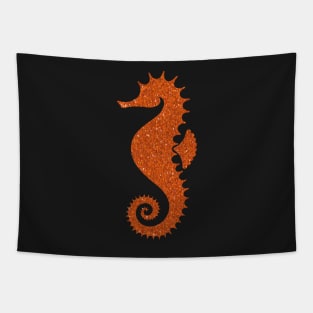 Burnt Orange Faux Glitter Seahorse Tapestry