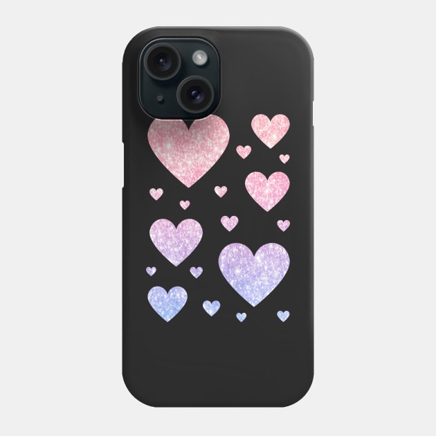 Pastel Pink and Purple Ombre Faux Glitter Hearts Phone Case by Felicity-K