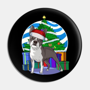 Boston Terrier Cute Santa Christmas Gift Pin