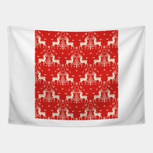 Scandinavian Christmas with Deer Tapestry