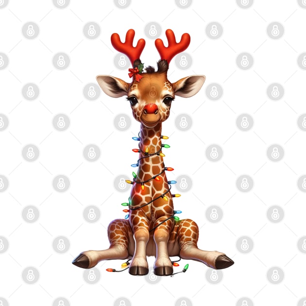 Christmas Red Nose Giraffe by Chromatic Fusion Studio