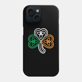 Ireland Flag Over a Celtic Knot Shamrock Phone Case