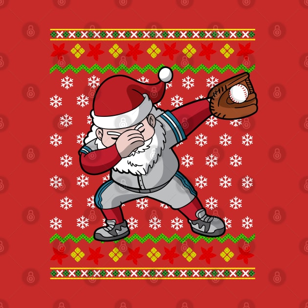 Santa Claus Baseball Player Ugly Christmas Sweater by E