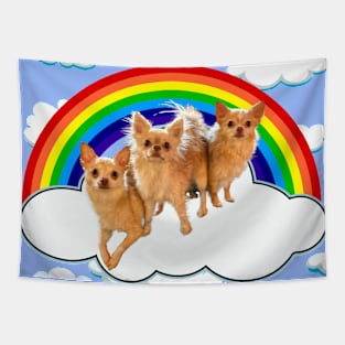 Rainbows and Clouds Chihuahuas Tapestry