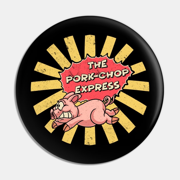 The Pork Chop Express Retro Japanese Pin by thelazyshibaai