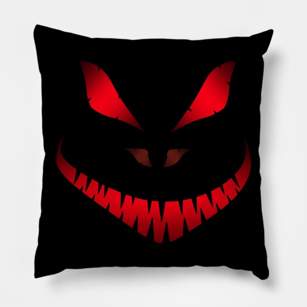 Halloween Scary Face Red Pillow by Nerd_art