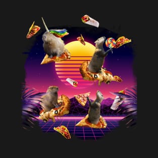 Synthwave Pizza Capybaras T-Shirt