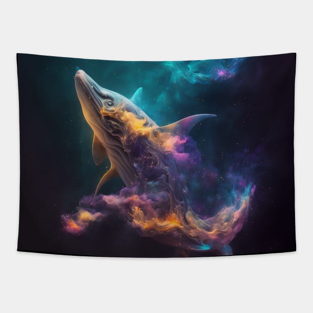 Shark in Space with unique Design Tapestry by HappysSpace