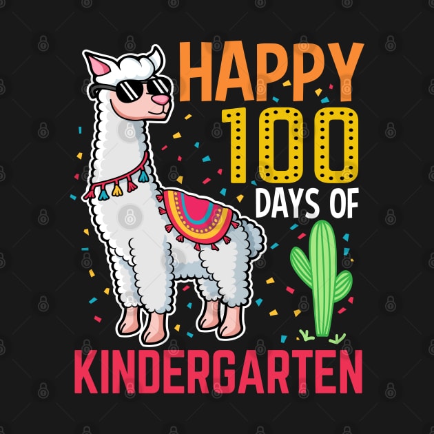 Llama Happy 100 Days Of Kindergarten Students Teacher by HCMGift