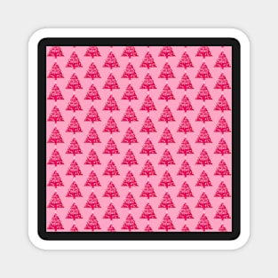 Christmas Tree Pattern Monochromatic Pink Magnet