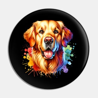 Bright Watercolor Golden Retriever Pin