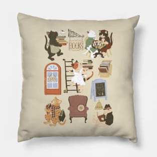 book shoppe cats Pillow