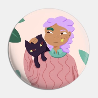 Cats and Plants Pin