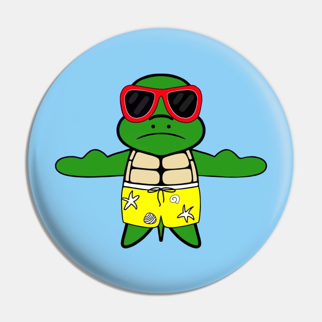 FUNNY Turtle At The Beach Pin by SartorisArt1