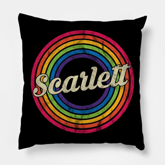 Scarlett - Retro Rainbow Faded-Style Pillow by MaydenArt