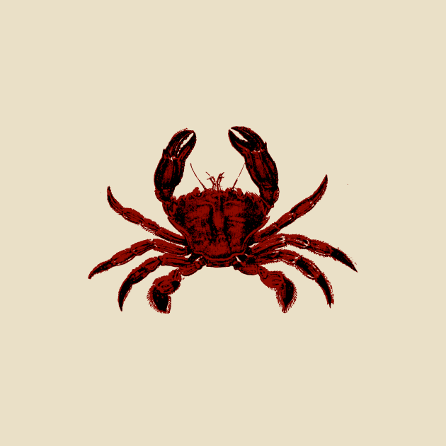 Red Crab Silkscreen - Shellfish Seafood Cancer Crabs by softbluehum