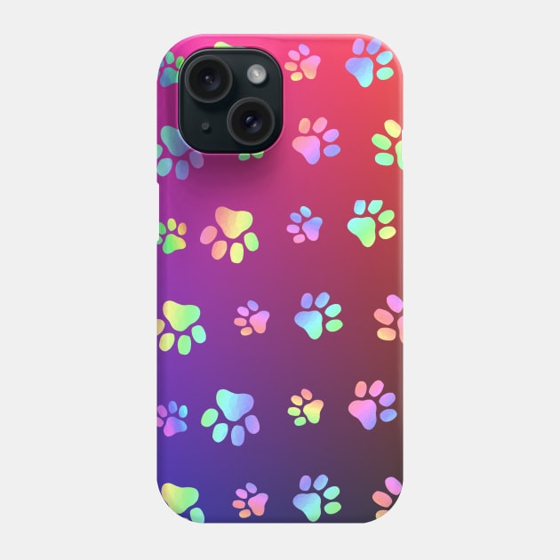 COLORFUL Dog Paw Print On Dark Blue Phone Case by SartorisArt1