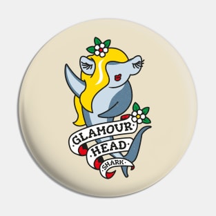 Glamourhead Shark - Funny Hammerhead Pun Pin