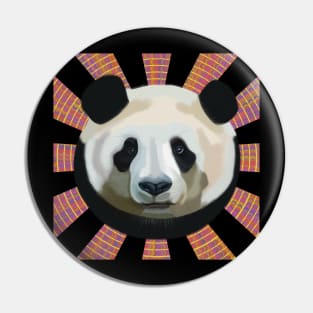 Striking Panda bear on Psychedelic patterned sun rays Pin