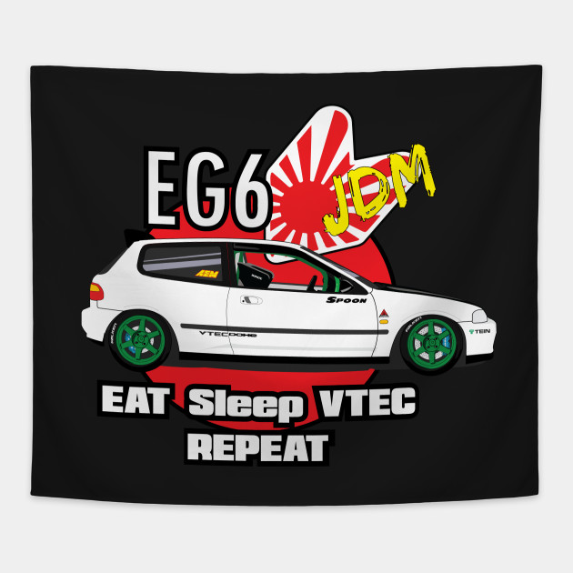 Honda Civic Eg6 Jdm Racing Street Racing Tapestry Teepublic