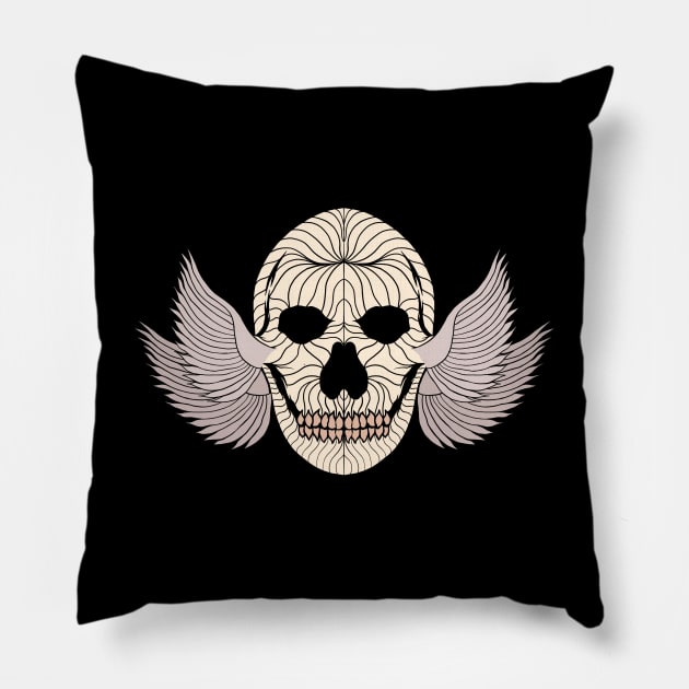 Wing Ear Skull Pillow by TheKillustrator