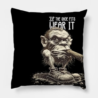 If the Shoe Fits, Wear It: A Troll Smoking a Fat Robusto Cigar on a Dark Background Pillow