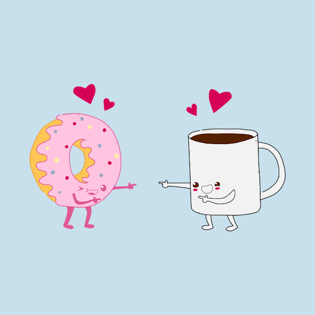 Donut and Coffee Pair by OneWeirdDude