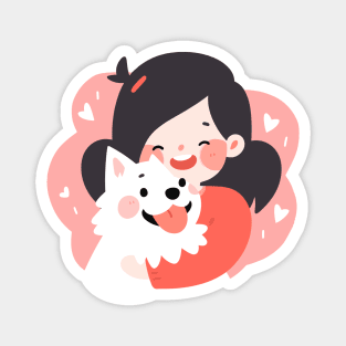 Just a Girl and her dog illustration III Magnet