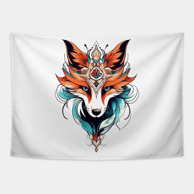 Neo Traditional Fox Tapestry by FluffigerSchuh