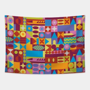 Retro Color Blocks Tapestry