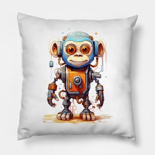 Cartoon monkey robots. T-Shirt, Sticker. Funny cyborg. Pillow