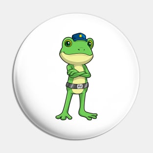 Frog as Police officer with Police hat Pin