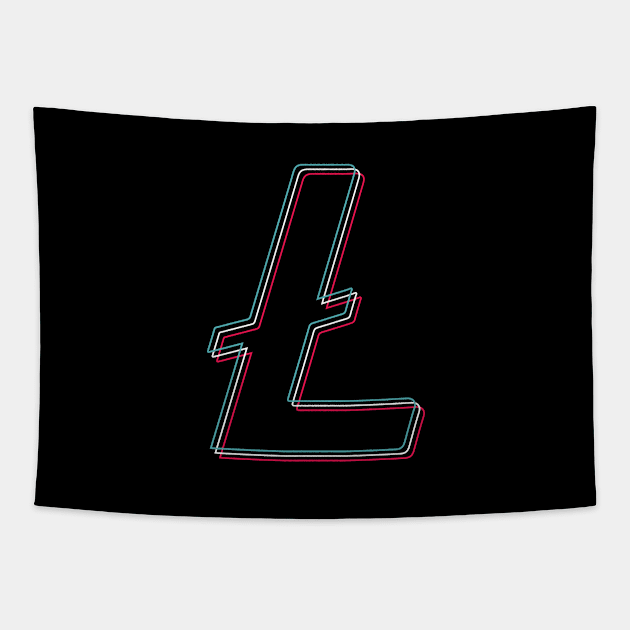 Litecoin blue pink glitch modern typography art gift Tapestry by star trek fanart and more