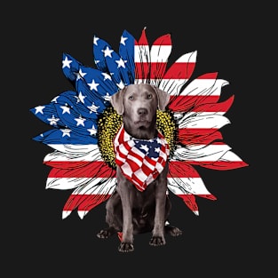 Labrador American Flag Sunflower T-Shirt