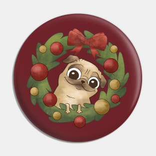 Merry Pugmas Wreath Pin