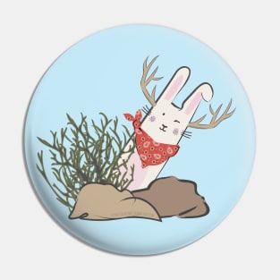 Cute Sagebrush Jackalope Cowboy Pin