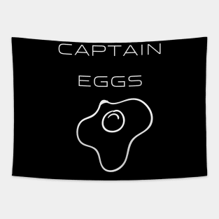 Captain Eggs Typography White Design Tapestry