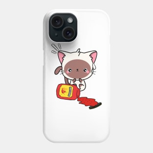 Funny White Cat Spilled Hot Sauce Phone Case