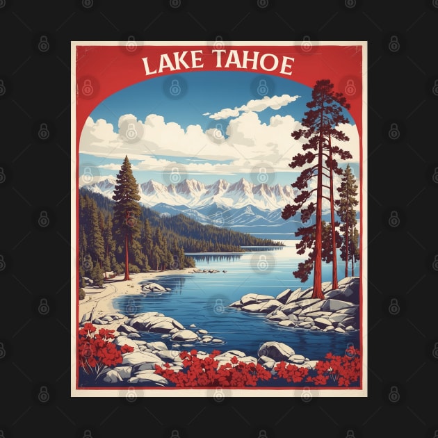 Lake Tahoe Sierra Nevada United States of America Tourism Vintage Poster by TravelersGems