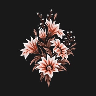 Gazania Floral - Black Brown T-Shirt