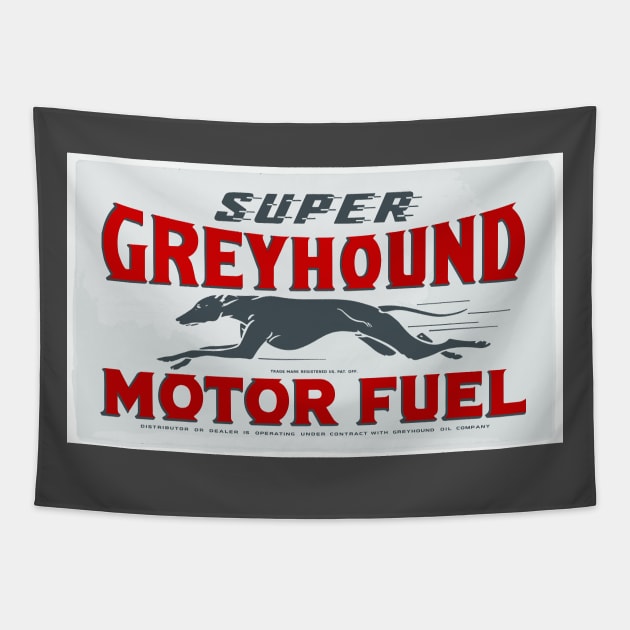 Super Greyhound Motor Fuel vintage sign Tapestry by Hit the Road Designs