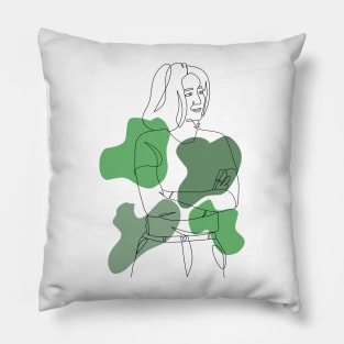 Line continuous art of a woman Pillow