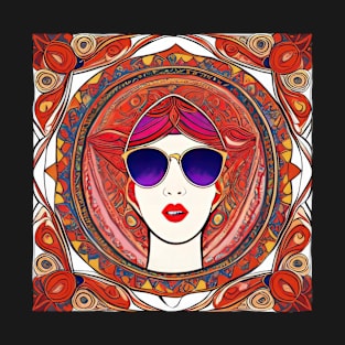 Cool vintage woman with sunglasses | T-Shirt