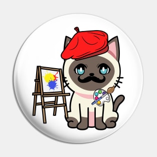 Cute Siamse cat is a painter Pin