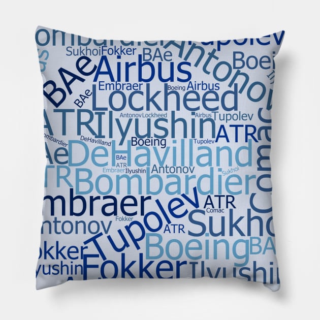 Plane Manufacturers - Light | Gift Pillow by ProPlaneSpotter