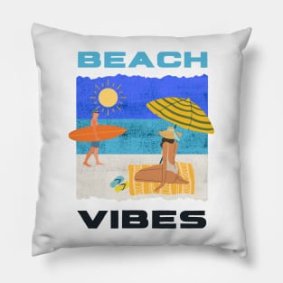 beach vibes white Pillow