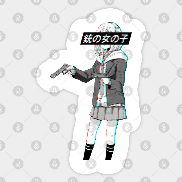 Gun Girl Glitch Sad Japanese Anime Aesthetic Anime Sticker Teepublic Uk