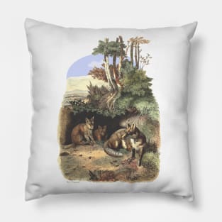 Foxes family in the forest Pillow