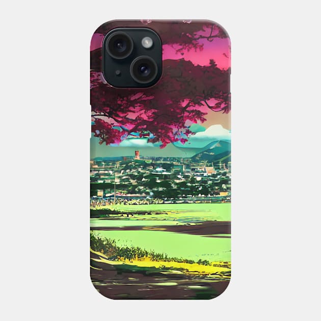 Anime Style Landscape Phone Case by AI-Horizon 